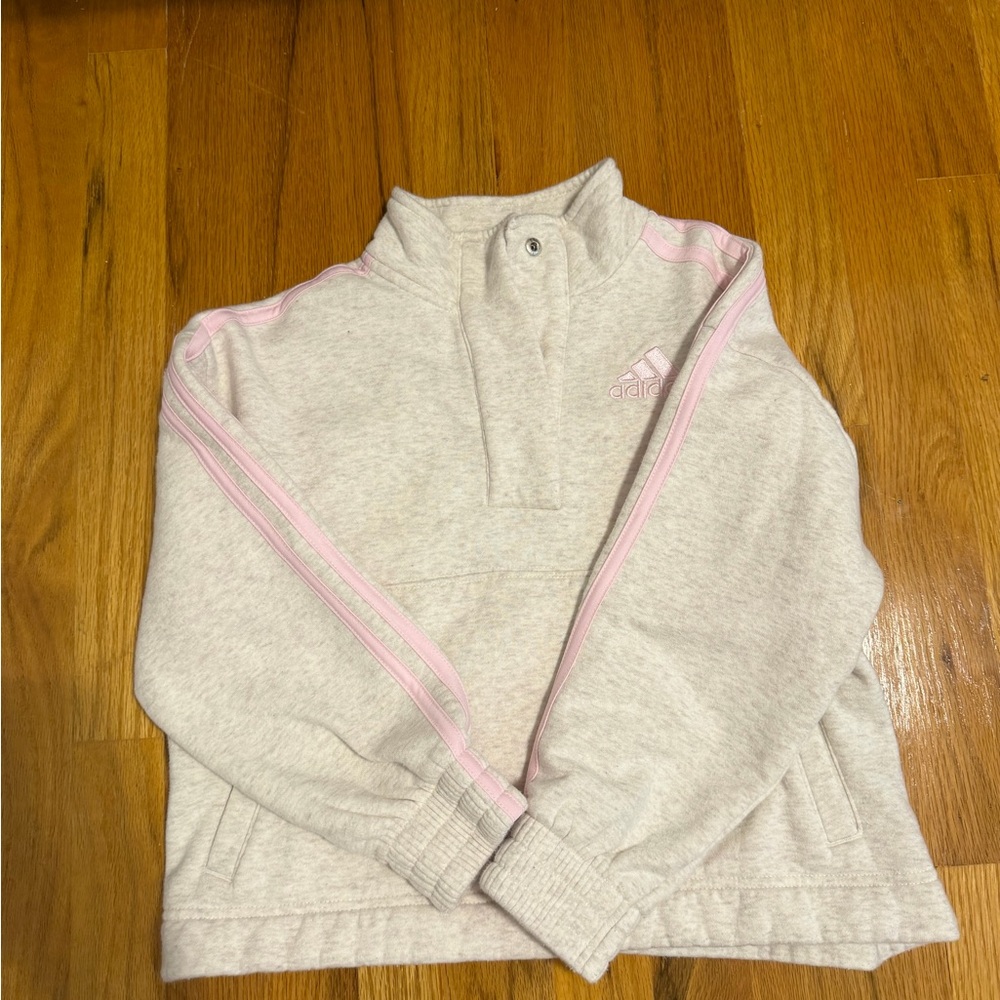 adidas Kids Cream and Pink Pullover